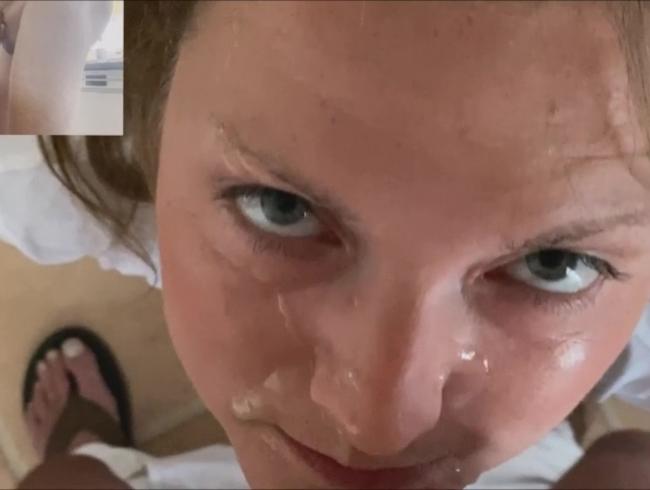 FACIAL!!! Der neuen Nachbarin gezeigt was ein Cumshot ist!