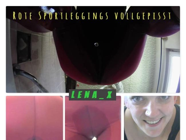 rote Adidas Sportleggings vollgepisst